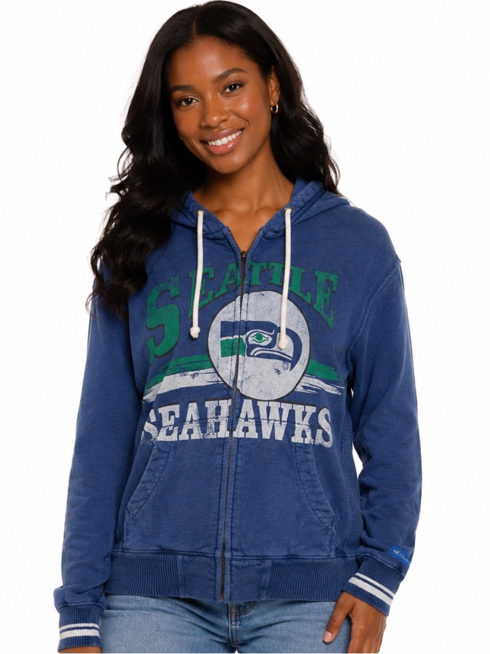 Mitchell & Ness Seattle Seahawks Full-Zip Hoodie – Vintage Style – Blue